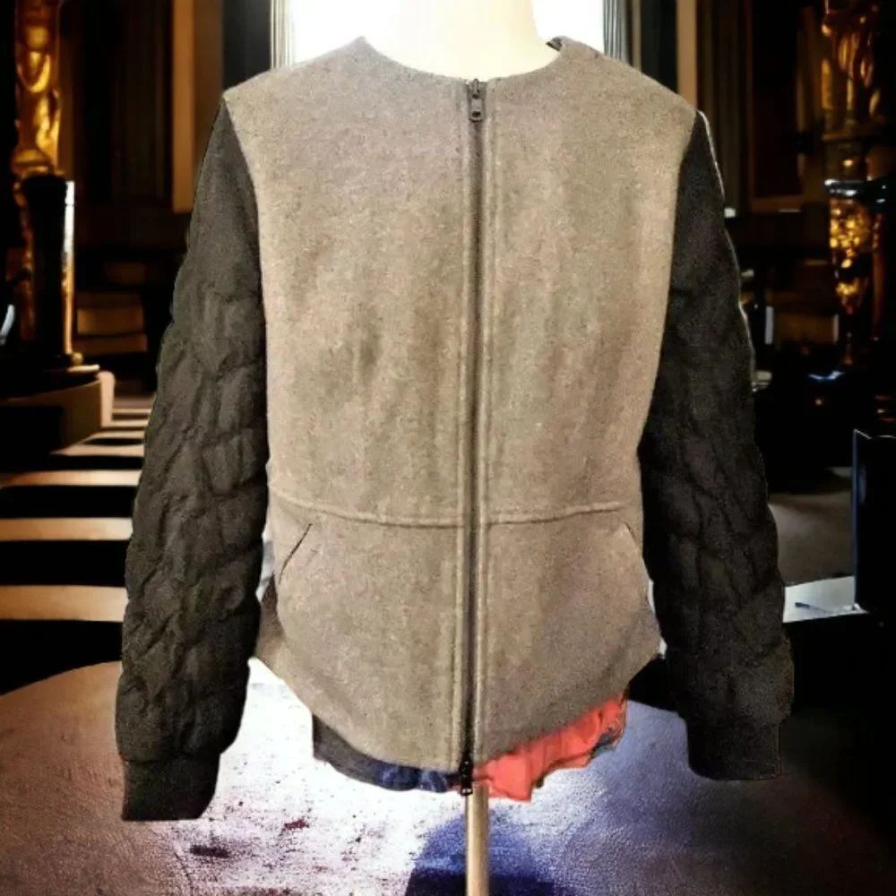 Armani Exchange Gray & Black Waist Length Jacket